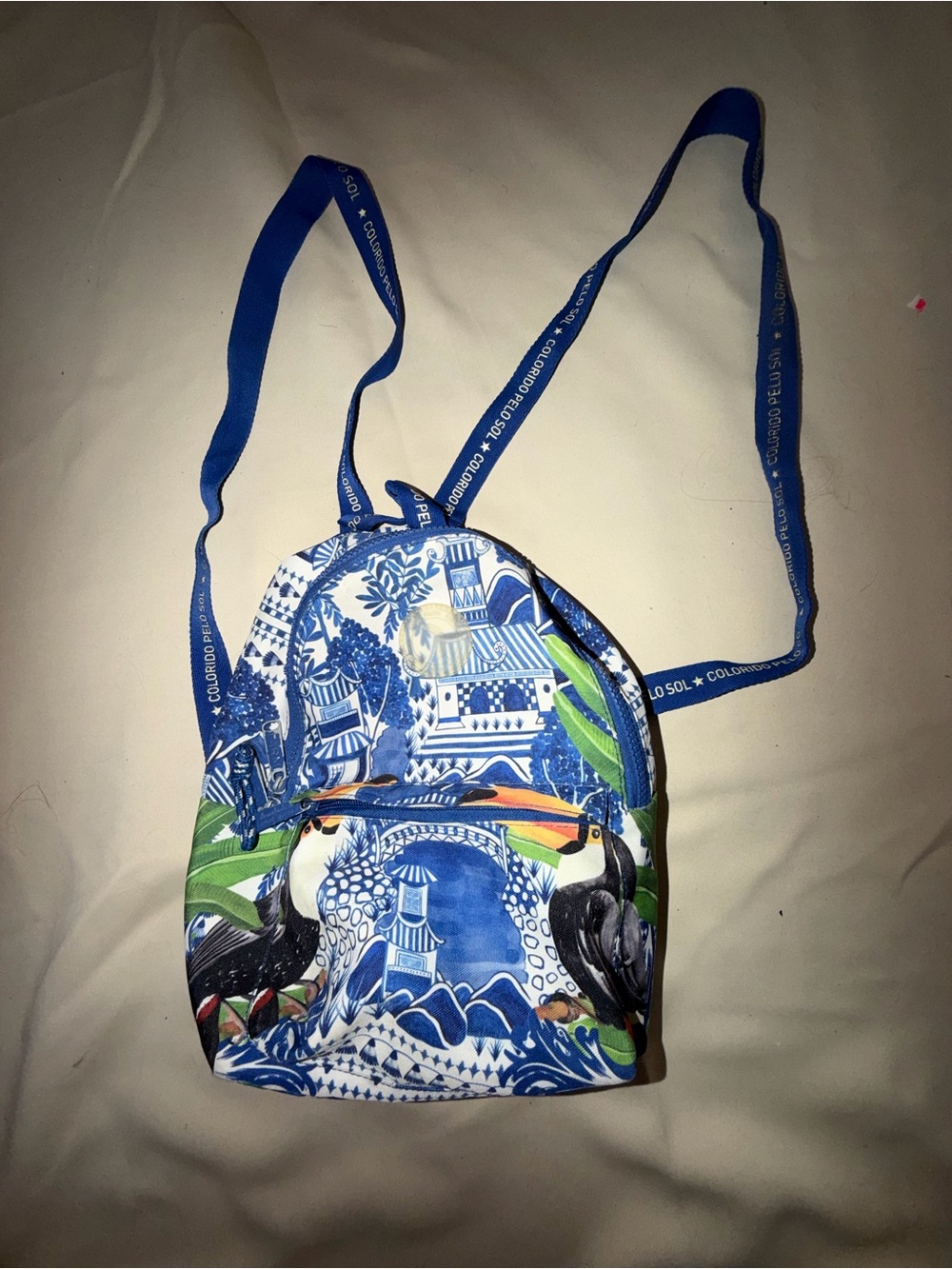 FARM RIO BRAZIL- Blue  Printed Women’s Mini Backpack - Tropical Toucan Design